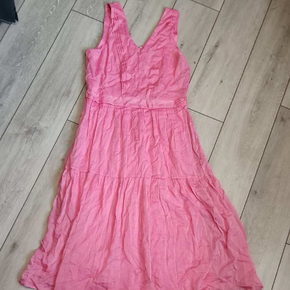 DKNY Pink Sleeveless V-Neck Midi Sundress
